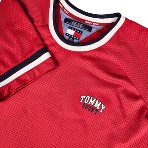 Tommy Hilfiger Jeans Sport Red Mesh Jersey T Shirt XXL Athleisure Vintage Gym